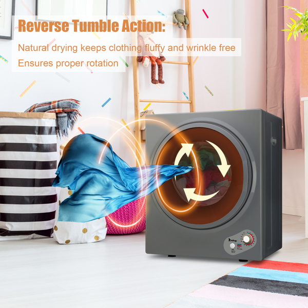 GYJ25-78G2 Compact Portable Household clothes Dryer 2.5KG 1.6cuft with Stainless Steel Drum Black and White 120V MECHANICAL Control ETL Certification