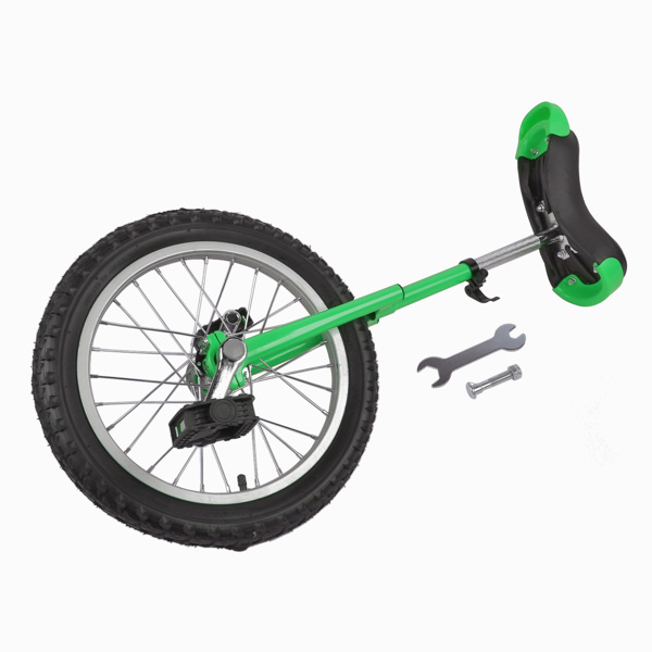 Height Adjustable Unicycle, 16 Inch Wheel Monocycle for Balance Exercise, Easy Assembly Singe Wheel Cycle for Circus Performance, Outdoor Fitness (Green)