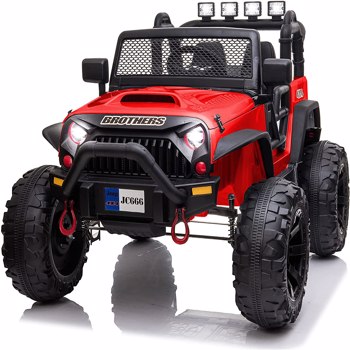 48.4\\" Large Ride On Car for Kids, Battery Powered Electric Car with 2 Seats, Remote Control, 14\\" Large Suspension Wheels, LED Lights, Music, Bluetooth for Boys & Girls,red