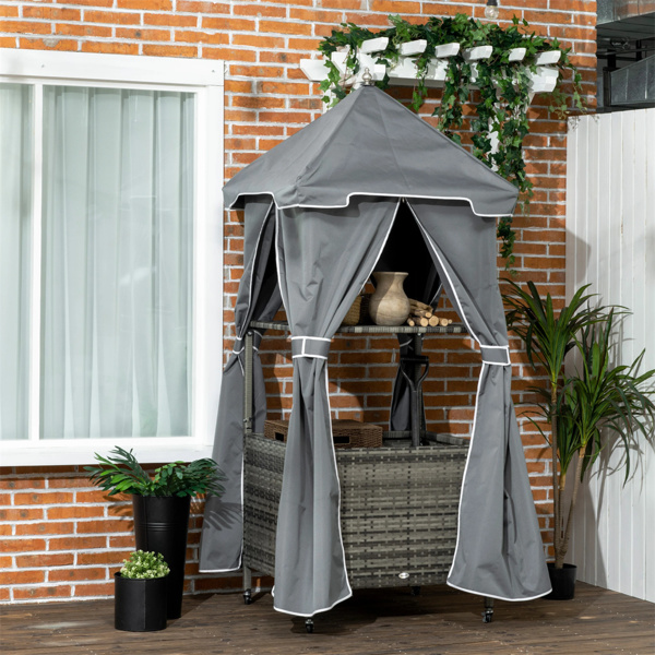 Portability Poolside Towel Holder Rack with Covered - Gray