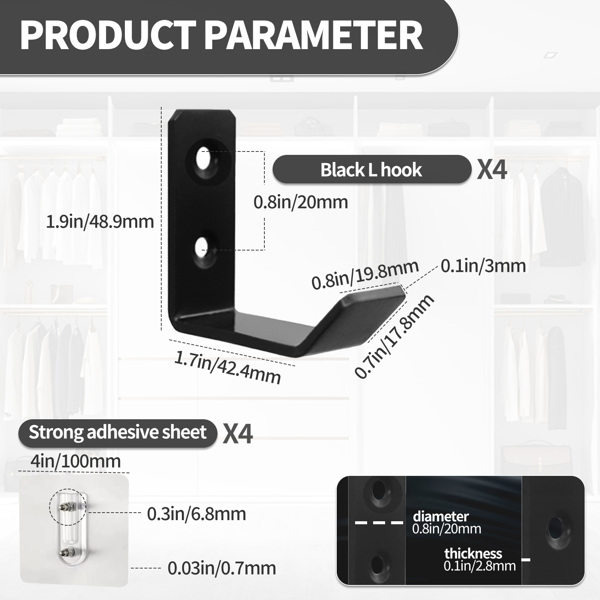 L-shaped practical hook multi-functional cabinet, wardrobe, bathroom, kitchen, living room hook