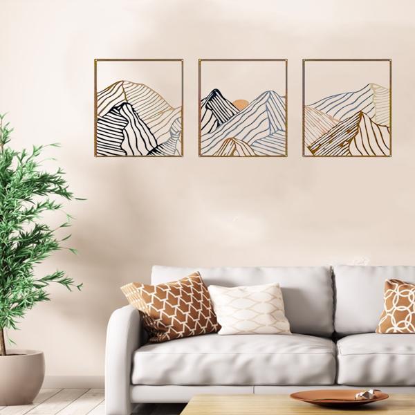 3pcs/aet Minimalist Mountain Landscape Metal Wall Art: Square Hollow-Out Panels, Mesmerizing Modern Home Decor for Living Room-Tracking numbers are not updated on Sundays