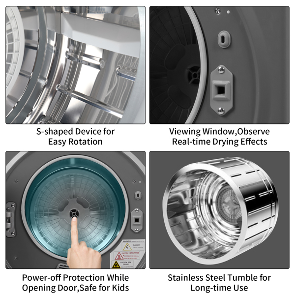 GYJ25-78G2 Compact Portable Household clothes Dryer 2.5KG 1.6cuft with Stainless Steel Drum Black and White 120V MECHANICAL Control ETL Certification