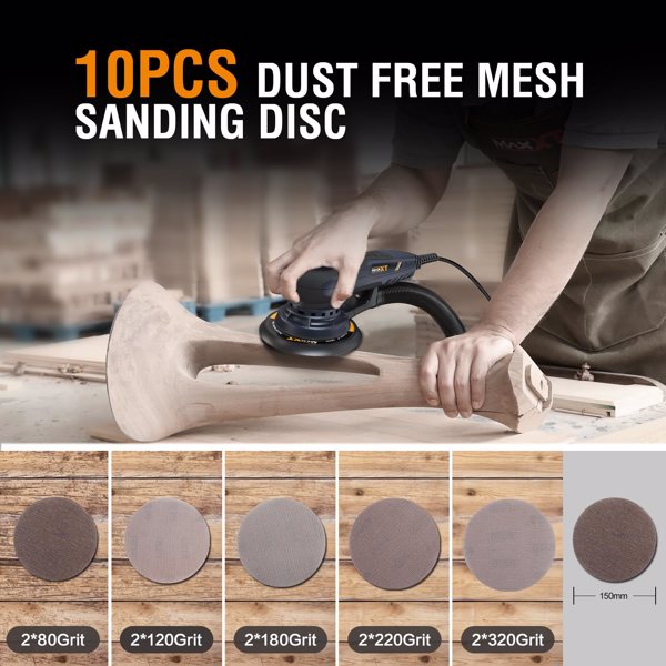 Electric 5mm Random Orbital Sander with Tool Case, Variable Speed Palm Sander with Brushless Motor, 5&6Inch Sanding Pads, Sanders for Woodworking, Primary Wood and Panel Processing[Unable to ship on w