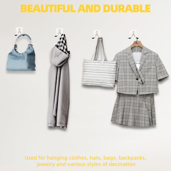 Stainless steel double-hung hooks for multi-functional use in bathroom entrance, living room and other areas.