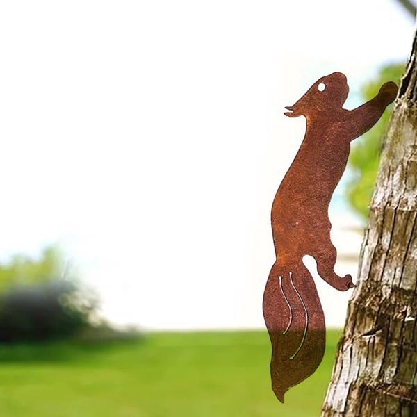 Rusty Squirrel Branch Insert - Unique Tree Decor for Garden, Patio & Outdoor Spaces - Charming and Fascinating Design to Enhance Your Natural Surroundings-Tracking numbers are not updated on Sundays