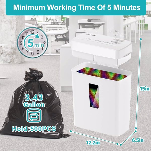 Paper Shredder, P-5 Security Level, 6-Sheet Micro Cut with 3.43-Gallon Basket, Durable & Fast with Jam Proof System, Paper Shredder for Home Office (ETL)(Shipment from FBA)
