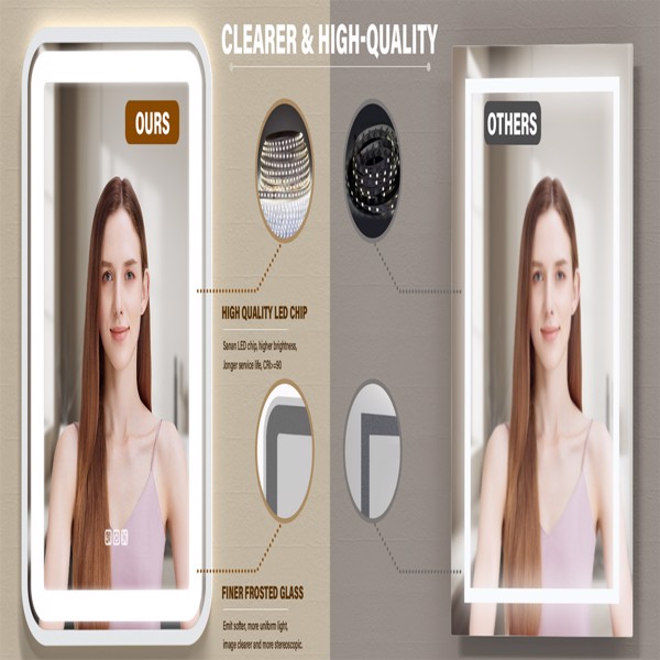 浴室化妆镜，带墙壁照明智能LED 32×24框架化妆镜，适用于水槽上方可调光3色温度防雾记忆功能垂直和水平【周末不发货，TK/TEMU订单仅支持自提】-8