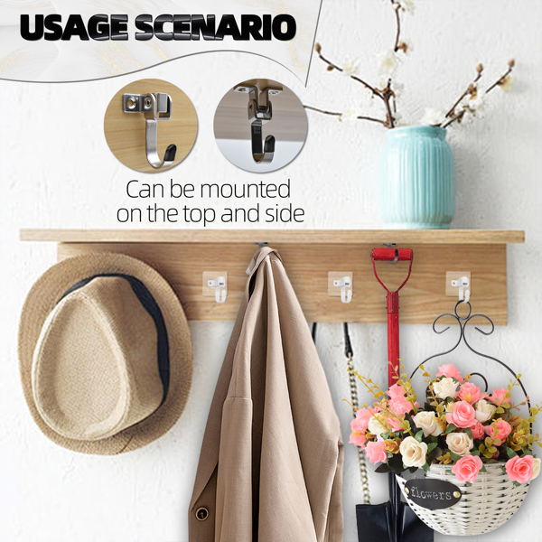 Stainless steel dual-purpose movable side-mounted top-loading hook for bathroom and kitchen load-bearing hook