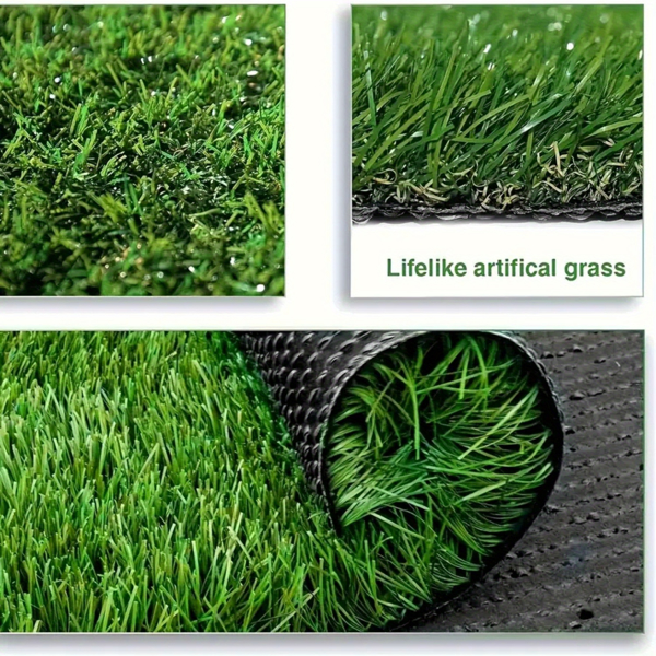 6FTx10FT Artificial Grass Carpet: Synthetic Turf Mat with 15mm Height & Drainage Holes. Great for Indoor/Outdoor Use, Ideal for Pet Dogs, Garden Lawns, and Patio Landscaping