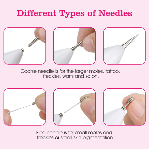 2 PCS Skin Tag Repair Kit Portable Beauty Equipment Multi-Level with Home Usage USB Charging LCD Level Adjustable 12 Replaceable Needles