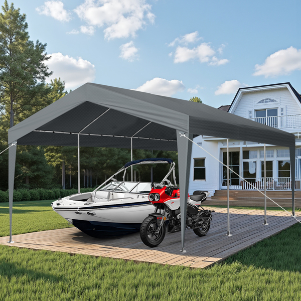 12X20FT  Carport Car Port Canopy Grey without Sidewalls