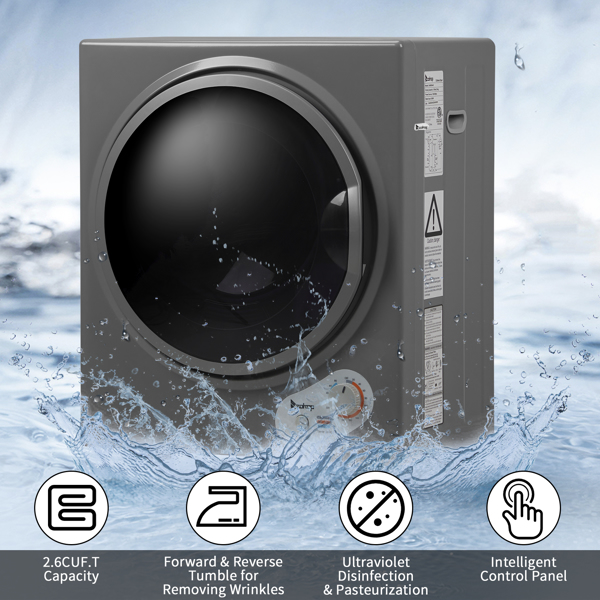 GYJ25-78G2 Compact Portable Household clothes Dryer 2.5KG 1.6cuft with Stainless Steel Drum Black and White 120V MECHANICAL Control ETL Certification
