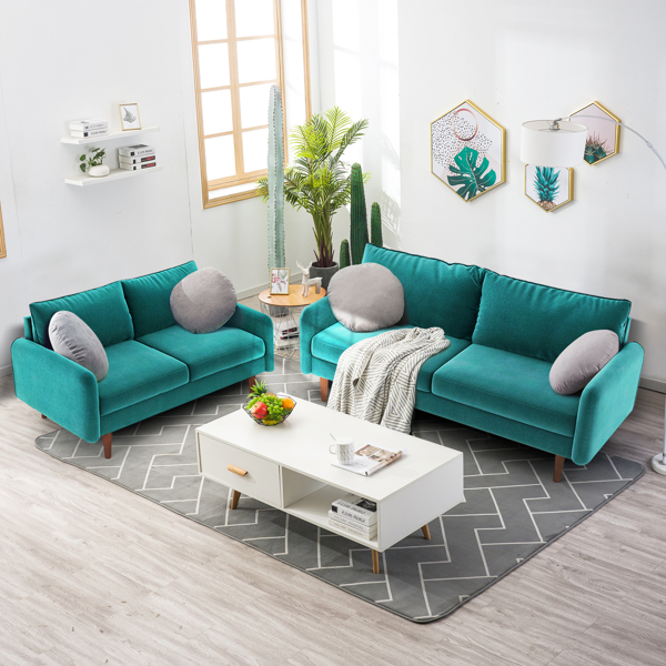 72 英寸天鹅绒圆臂扶手公寓沙发-2