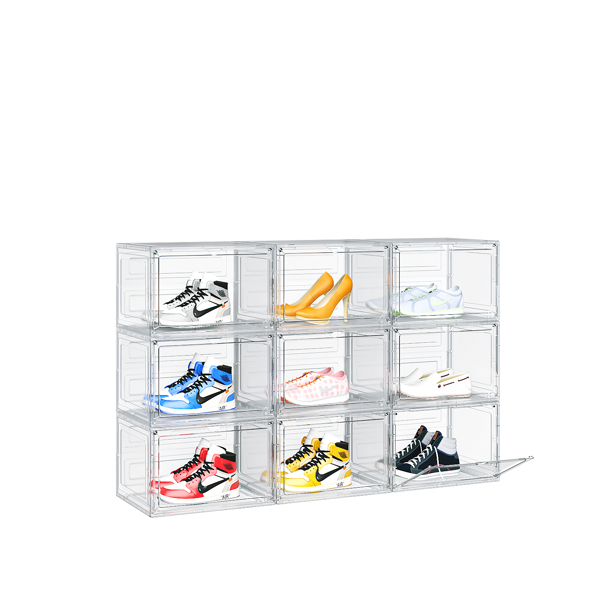 9-Piece Big White Plastic Mesh Shoe Box Set - 33.5*29.5*22cm, Modular Design for Home Storage