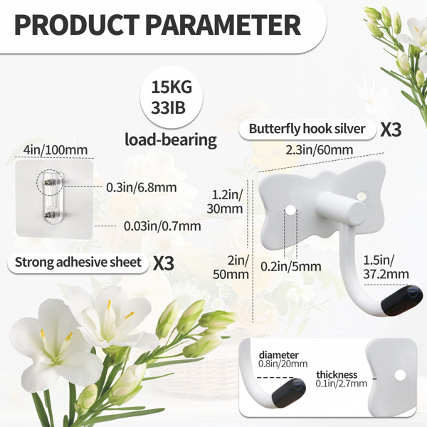 Butterfly-style practical and beautiful hanging hook for bathroom closet door-mounted hook behind the wardrobe door