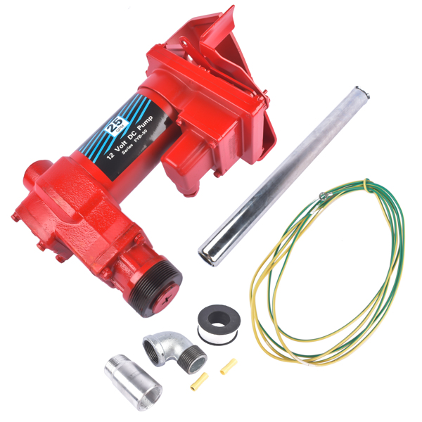 抽油泵 Red High Flow Fuel Transfer Pump 12V 25GPM with Auto Nozzle Heavy Duty Cast Iron-5