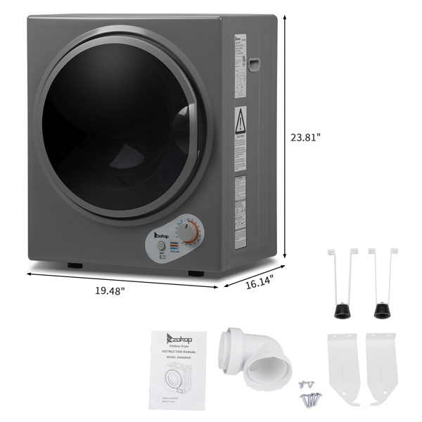 GYJ25-78G2 Compact Portable Household clothes Dryer 2.5KG 1.6cuft with Stainless Steel Drum Black and White 120V MECHANICAL Control ETL Certification