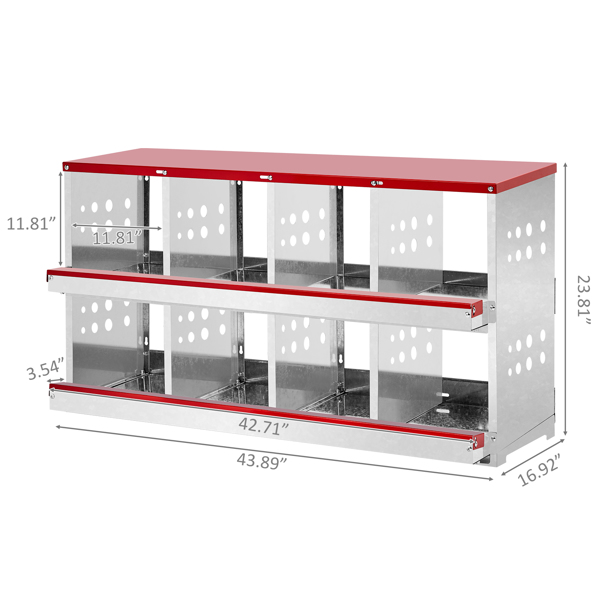 8 Compartment Roll Out Chicken Nesting Box with Basket, Egg Nest Box Chicken Laying Box Hens Chicken Coop Box,