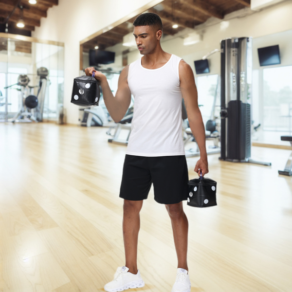 旅行哑铃，注水哑铃套装，趣味骰子风格健身哑铃一对（20磅），便携式可折叠健身器材，适用于力量训练、核心训练和塑形-2