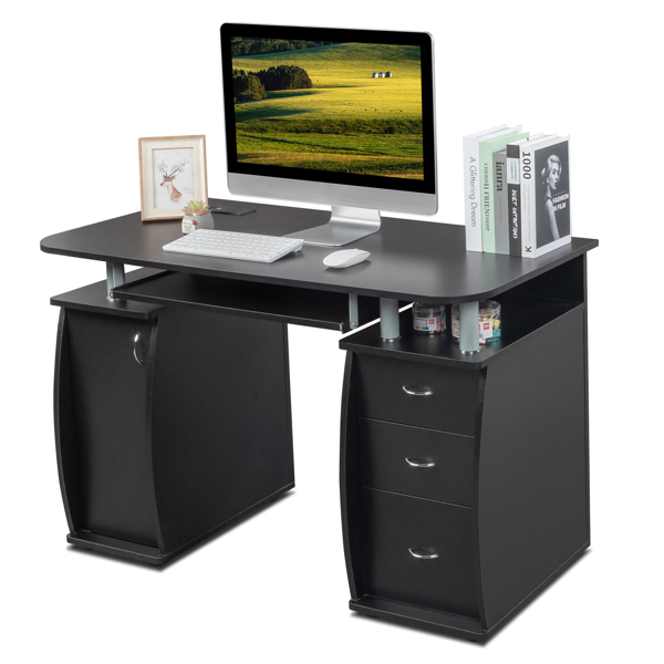 FCH  115* 55*74cm  Black PB Wood 15mm Portable 1pc Door with 3pcs Drawers Computer Desk