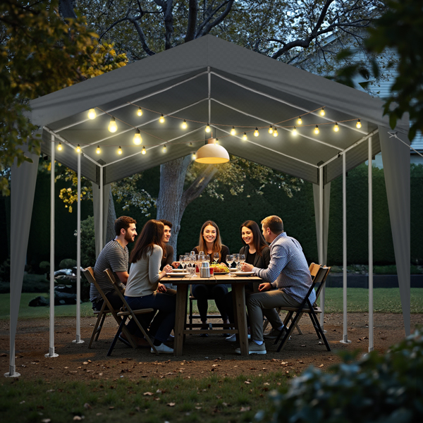 12X20FT  Carport Car Port Canopy Grey without Sidewalls