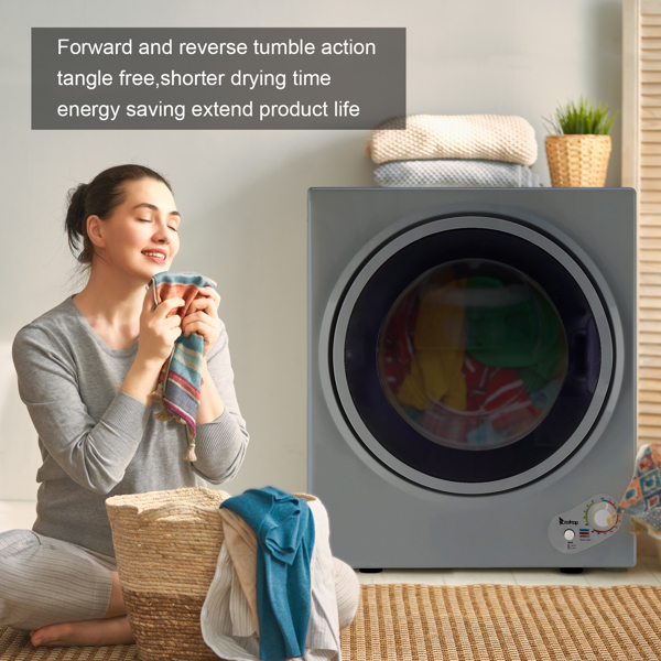 GYJ25-78G2 Compact Portable Household clothes Dryer 2.5KG 1.6cuft with Stainless Steel Drum Black and White 120V MECHANICAL Control ETL Certification