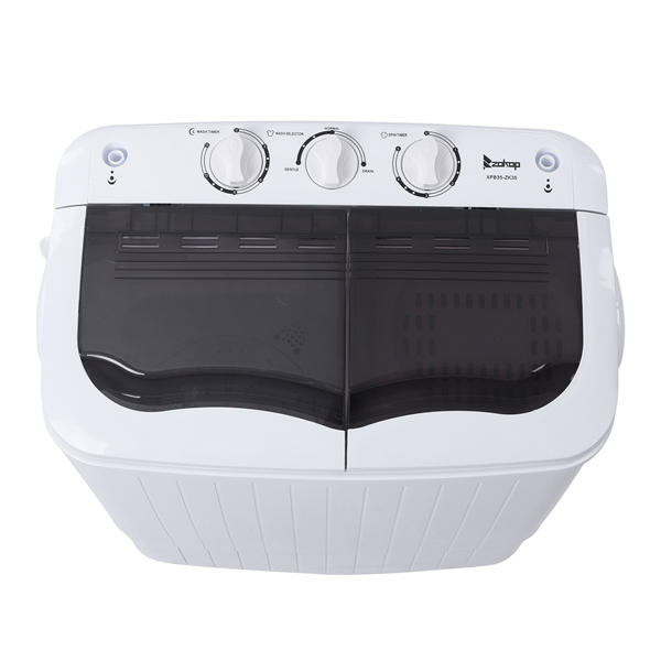 【same code：05164613】Compact Twin Tub with Built-in Drain Pump XPB35-188S 14.3(7.7 6.6)lbs Semi-automatic Gray Cover Washing Machine