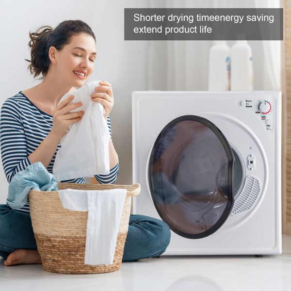 GYJ40-168C5 Compact portable Household clothes Dryer 2.6CUFT with Stainless Steel Drum White 120V 1400W MECHANICAL Control