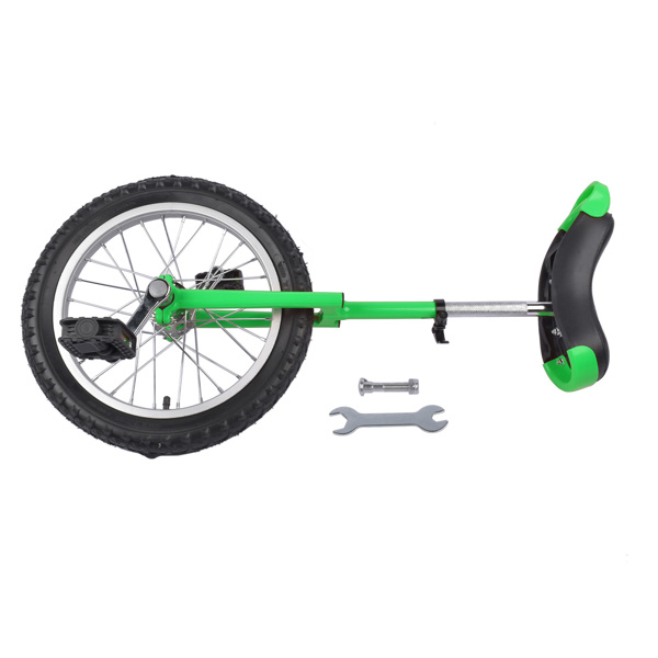 Height Adjustable Unicycle, 16 Inch Wheel Monocycle for Balance Exercise, Easy Assembly Singe Wheel Cycle for Circus Performance, Outdoor Fitness (Green)