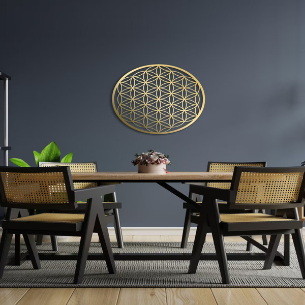1 PC Elegant Flower of Life Metal Wall Art, Beautifying Bedroom and Livingroom Wall Spaces, Featuring Lotus and Flower Wall Art-Logistics will not be updated on Sunday