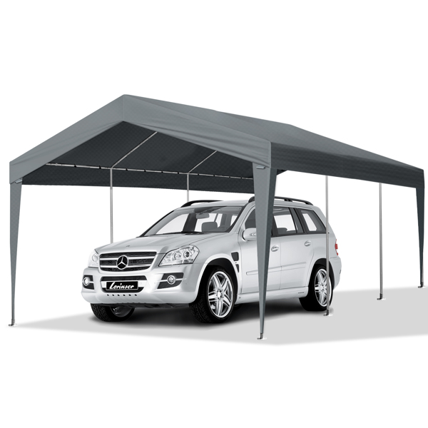 12X20FT  Carport Car Port Canopy Grey without Sidewalls