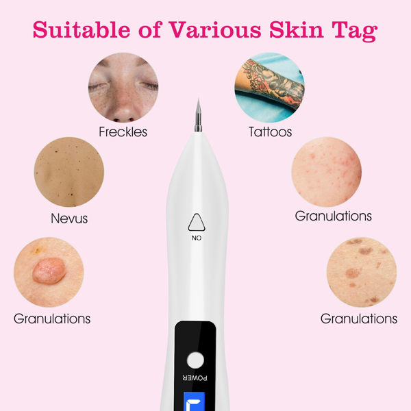 2 PCS Skin Tag Repair Kit Portable Beauty Equipment Multi-Level with Home Usage USB Charging LCD Level Adjustable 12 Replaceable Needles