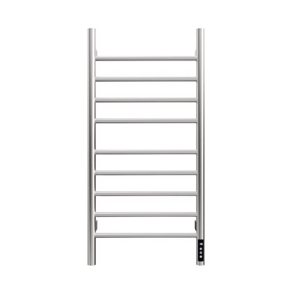 Brushed Nickel Heated Towel Rack for Bathroom,Wall Mounted with Intelligent Touch Screen Timer, 9-Bar Towel Warmer, 304 Stainless Steel Polished, Plug-in/Hard-Wired[Unable to ship on weekends]