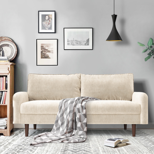 72 英寸天鹅绒圆臂扶手公寓沙发-1