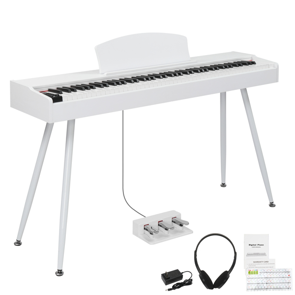【Replace 60293400】GDP-203 88 Key Standard Full Weighted Keyboards Digital Piano with Metal Stand, Power Adapter, Triple Pedals, Headphone，for All Experience Levels White Color