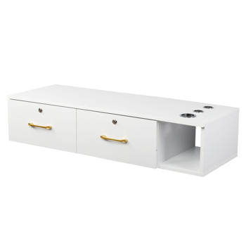 【Same code 39231790】15mm E0 particleboard linen two draw three holes with lock salon cabinet white