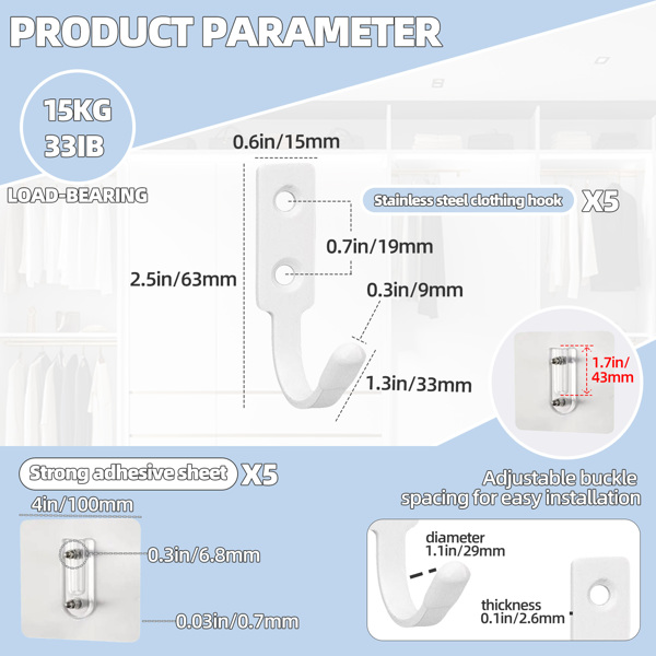 Stainless steel entrance hall decoration multi-scenario hooks for student schoolbags hooks