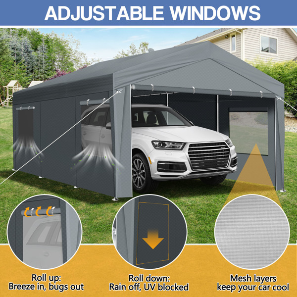 10X20FT   Carport Car Port Canopy  Grey