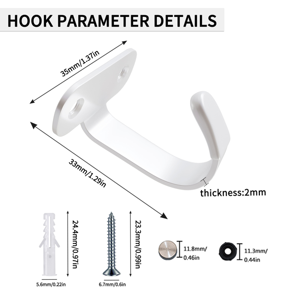 Thickened stainless steel kitchen, bathroom, cloakroom, living room hanging practical side-top storage hooks with strong load-bearing capacity