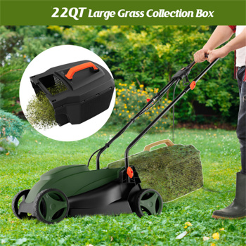   10 ampere 13 inch electric rope lawn mower with dual safety switches -Green  