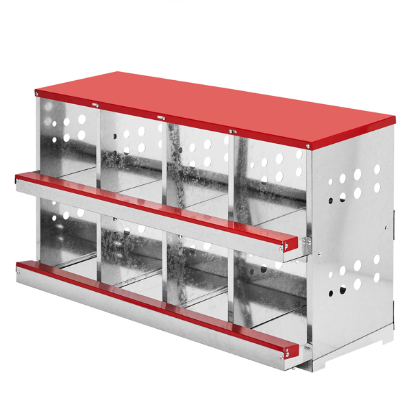 8 Compartment Roll Out Chicken Nesting Box with Basket, Egg Nest Box Chicken Laying Box Hens Chicken Coop Box,