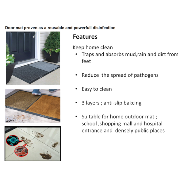 23 x 35 inch 2 in 1 Disinfecting Sanitizing Floor Entrance Mat， Disinfection Doormat Entry Rug Shoe sanitizer, Shoe Tray for entryway Indoor，Welcome Mat （FBA warehouse delivery） 60x90cm  Grey