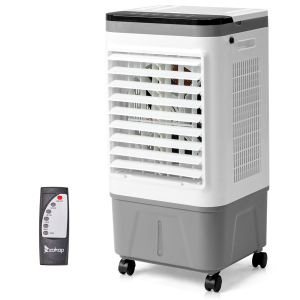 3 in 1 Portable Evaporative Cooler,720R,Indoor,Outdoor,461CFM Air Cooler with remote,Copper motor,5.28 Gal Water Tank & Scroll Casters, 4 Ice Packs,12H timer settings,Gray and White