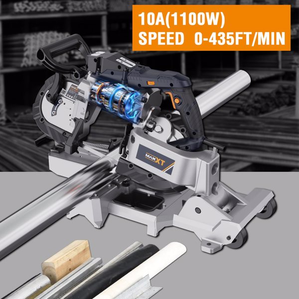 Band Saw with Lightweight Aluminum Base, 10 Amp 5 Inch Deep Cut Bandsaw, Variable Speed Handheld Automatic Multipurpose Cut with Carrying Wheels Portable Metal Saw[Unable to ship on weekends]
