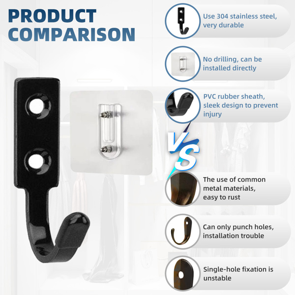 Stainless steel entrance hall decoration multi-scenario hooks for student schoolbags hooks
