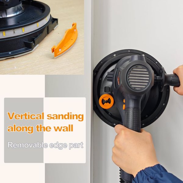 Handheld Drywall Sander 810W, Electric Sander for Walls,Rough and fine Sanding, 1500-2800RPM Variable Speed, Upgraded Pad, Adjustable Suction, Self-Dust-Extraction (120, Volts)[Unable to ship on weeke
