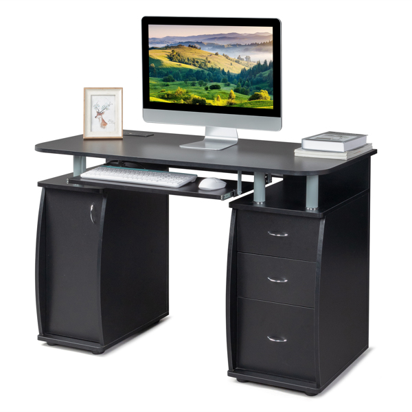 FCH  115* 55*74cm  Black PB Wood 15mm Portable 1pc Door with 3pcs Drawers Computer Desk