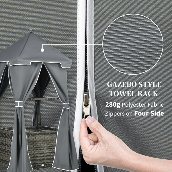 Portability Poolside Towel Holder Rack with Covered - Gray