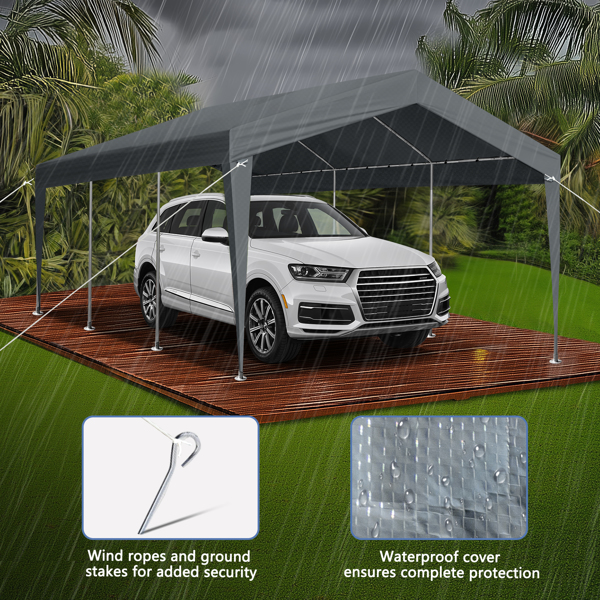 12X20FT  Carport Car Port Canopy Grey without Sidewalls